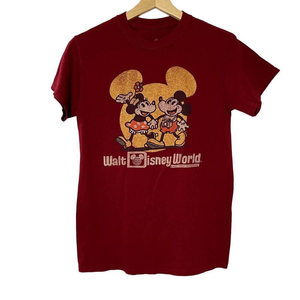 Disney Parks walt disney world red retro shirt minnie mickey women's S cotton